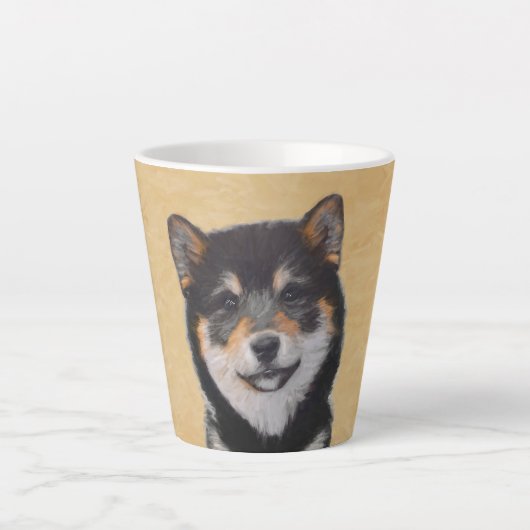 Shiba Inu (Schwarz und Tan) Malerei - Hundekunst Milchtasse (Vorderseite)