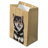 Shiba Inu (Schwarz und Tan) Malerei - Hundekunst Mittlere Geschenktüte (Rückseite Schrägansicht)
