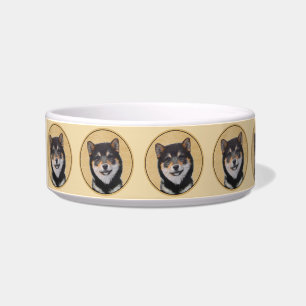 Shiba Inu (Schwarz und Tan) Malerei - Hundekunst Napf