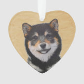 Shiba Inu (Schwarz und Tan) Malerei - Hundekunst Ornament (Vorderseite)