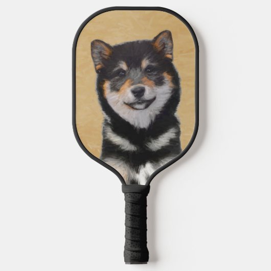 Shiba Inu (Schwarz und Tan) Malerei - Hundekunst Pickleball Schläger (Vorderseite)