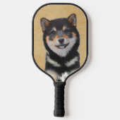 Shiba Inu (Schwarz und Tan) Malerei - Hundekunst Pickleball Schläger (Rückseite)