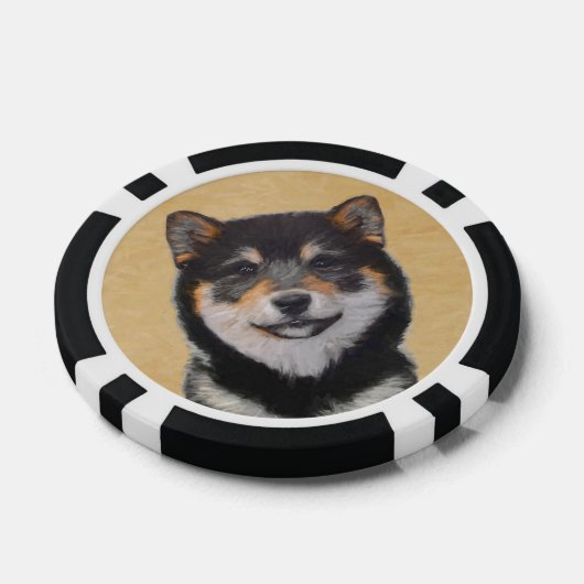 Shiba Inu (Schwarz und Tan) Malerei - Hundekunst Pokerchips (Einzeln)