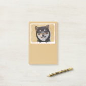Shiba Inu (Schwarz und Tan) Malerei - Hundekunst Post-it Klebezettel (Auf Schreibtisch)