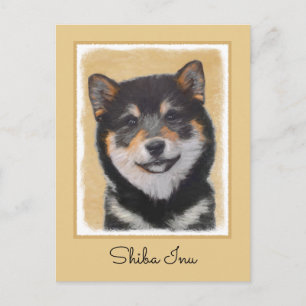 Shiba Inu (Schwarz und Tan) Malerei - Hundekunst Postkarte