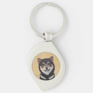 Shiba Inu (Schwarz und Tan) Malerei - Hundekunst Schlüsselanhänger