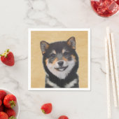 Shiba Inu (Schwarz und Tan) Malerei - Hundekunst Serviette (Beispiel)