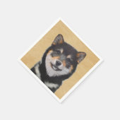 Shiba Inu (Schwarz und Tan) Malerei - Hundekunst Serviette (Ecke)