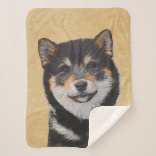 Shiba Inu (Schwarz und Tan) Malerei - Hundekunst Sherpadecke (Vorderseite)