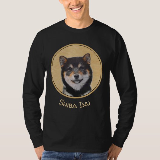 Shiba Inu (Schwarz und Tan) Malerei - Hundekunst T-Shirt (Vorderseite)