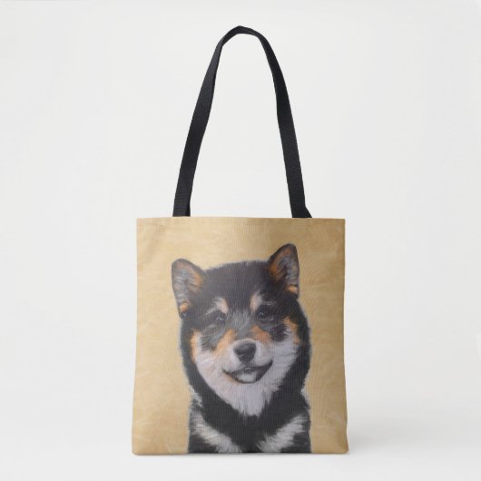 Shiba Inu (Schwarz und Tan) Malerei - Hundekunst Tasche (Vorderseite)