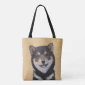 Shiba Inu (Schwarz und Tan) Malerei - Hundekunst Tasche (Rückseite)