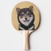 Shiba Inu (Schwarz und Tan) Malerei - Hundekunst Tischtennis Schläger (Rückseite)