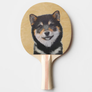 Shiba Inu (Schwarz und Tan) Malerei - Hundekunst Tischtennis Schläger
