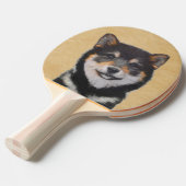 Shiba Inu (Schwarz und Tan) Malerei - Hundekunst Tischtennis Schläger (Vorderseite)