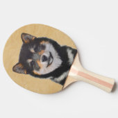 Shiba Inu (Schwarz und Tan) Malerei - Hundekunst Tischtennis Schläger (Seitenansicht)