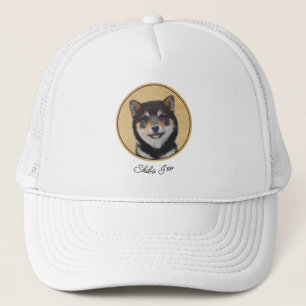 Shiba Inu (Schwarz und Tan) Malerei - Hundekunst Truckerkappe