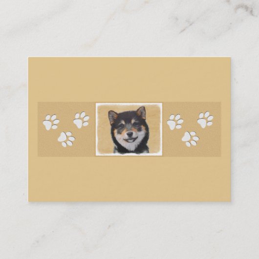 Shiba Inu (Schwarz und Tan) Malerei - Hundekunst Visitenkarte (Rückseite)