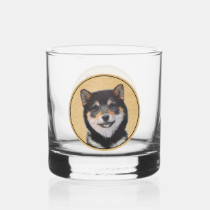 Shiba Inu (Schwarz und Tan) Malerei - Hundekunst Whiskyglas