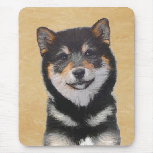 Shiba Inu (Schwarzes und TAN) Malerei - Hundekunst Mousepad (Vorne)