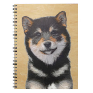 Shiba Inu (Schwarzes und TAN) Malerei - Hundekunst Notizblock