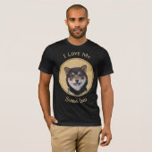 Shiba Inu (Schwarzes und TAN) Malerei - Hundekunst T-Shirt (Vorne ganz)