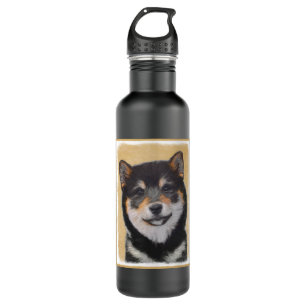 Shiba Inu (Schwarzes und TAN) Malerei - Hundekunst Trinkflasche