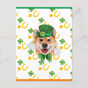 Shiba Inu Shamrock St. Patricks Tag Feiertagspostkarte