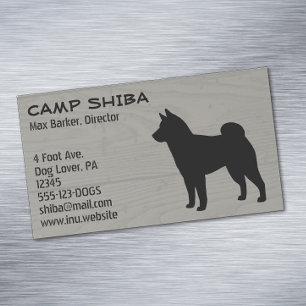 Shiba Inu Silhouette   Hunderasse im Holzstil Magnetische Visitenkarte