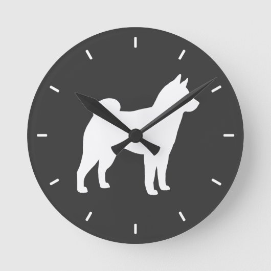 Shiba Inu Silhouette Runde Wanduhr (Vorderseite)