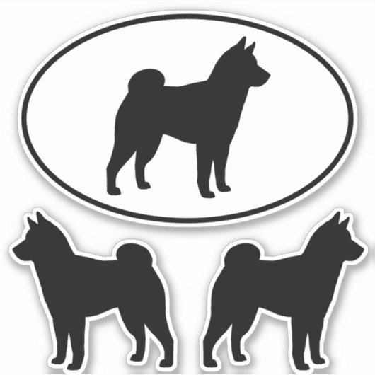 Shiba Inu Silhouetten Hunde Rasse Vinyl Sticker Se (Vorderseite)