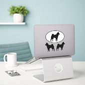 Shiba Inu Silhouetten Hunde Rasse Vinyl Sticker Se (Laptop auf Schreibtisch)