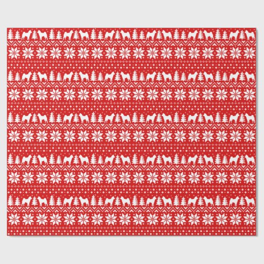 Shiba Inu Silhouetten Weihnachts Sweater Pattern Geschenkpapier (Flach)