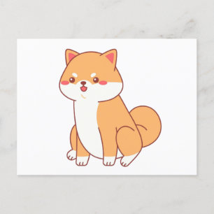 shiba inu sitzender Cartoon Postkarte