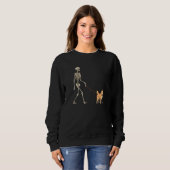 Shiba Inu Skeleton Dog Walking Halloween Dog Sweatshirt (Vorne ganz)