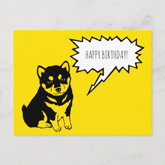 Shiba Inu Speech Bubble Happy Birthday Postcard Postkarte (Vorderseite)