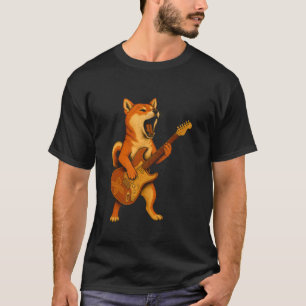 Shiba Inu spielt elektrische Gitarre T-Shirt