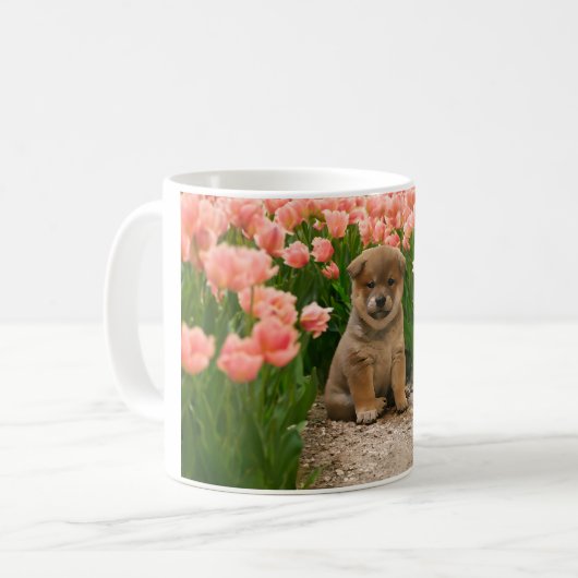 Shiba Inu Spring Flowers Kaffeetasse (Vorderseite Links)