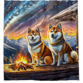 Shiba Inu Star Gazing 02 Design von Rich AMeN Gill Duschvorhang