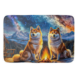Shiba Inu Star Gazing 03 Design von Rich AMeN Gill Badematte