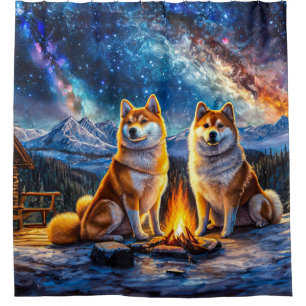 Shiba Inu Star Gazing 03 Design von Rich AMeN Gill Duschvorhang