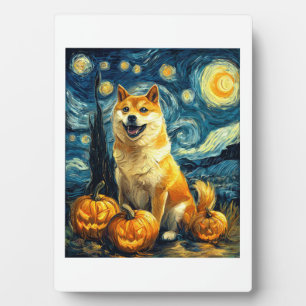 Shiba Inu Süßer Hund Halloween Jack O Lantern Kürb Fotoplatte