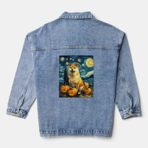 Shiba Inu Süßer Hund Halloween Jack O Lantern Kürb Jeansjacke