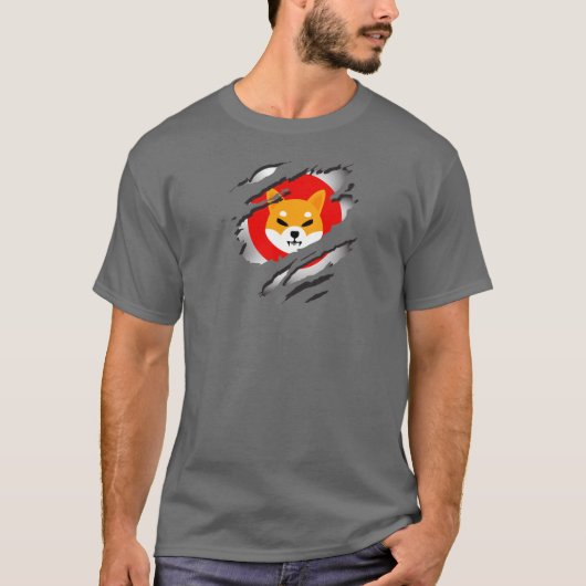 Shiba Inu Torn Image mit Logo-Darstellung unten T-Shirt (Vorderseite)