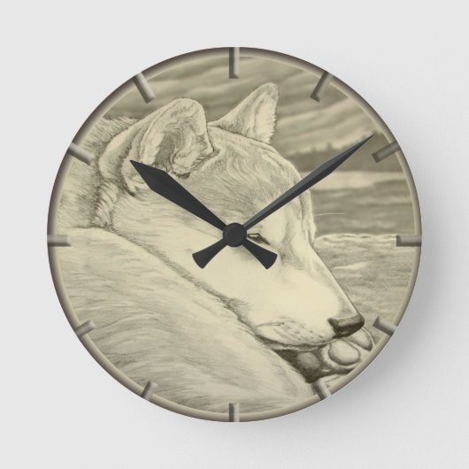 Shiba Inu Uhr-Geschenk-Dekor 柴犬礼物 Wanduhr (Vorderseite)