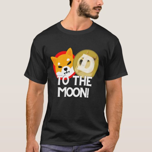 Shiba Inu und Dogecoin zum Mond T-Shirt (Vorderseite)