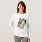 Shiba Inu und Flaggen-T - Shirt (Vorne ganz)
