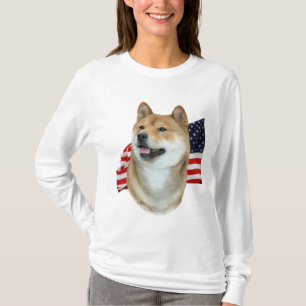 Shiba Inu und Flaggen-T - Shirt