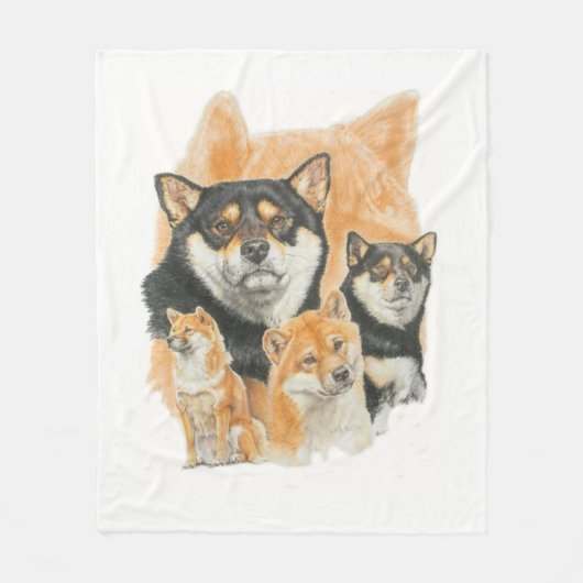 Shiba Inu und Ghost Image Fleecedecke (Vorderseite)