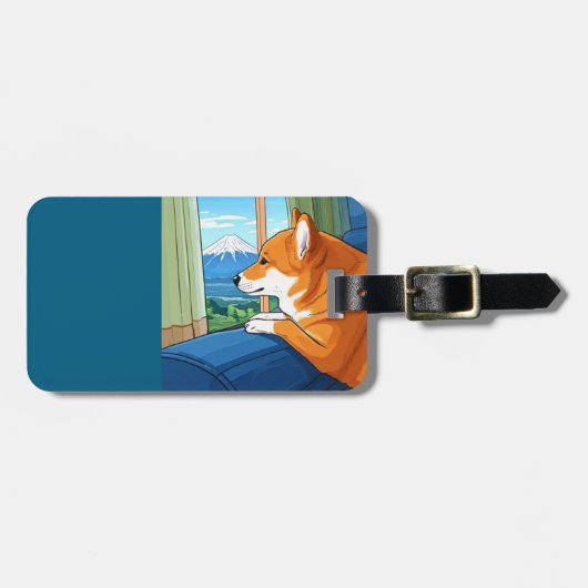 shiba inu und mt fuji Gepäckmarke Gepäckanhänger (Vorderseite horizontal)